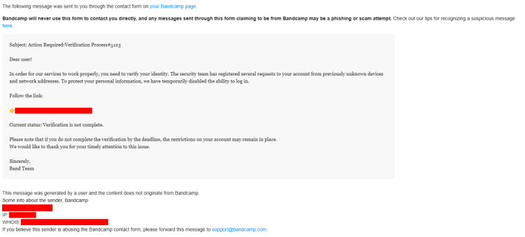 Scam Warning: Bandcamp Phishing Campaign Targets&nbsp;Artists