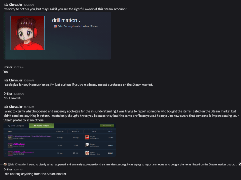 Scam Warning: If You Received a Discord DM Stating an “Accidental Report” of Your Steam Account, It Could Be&nbsp;Fraud